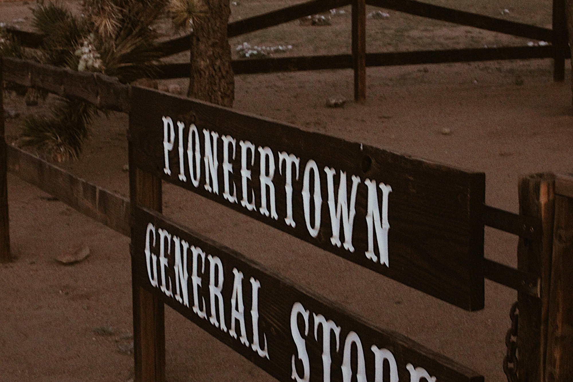 Pioneertown road sign in the California desert
