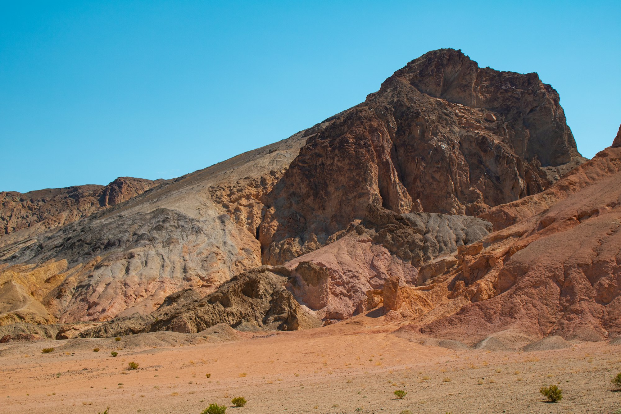 Desert dawn with mountains rising in the distance