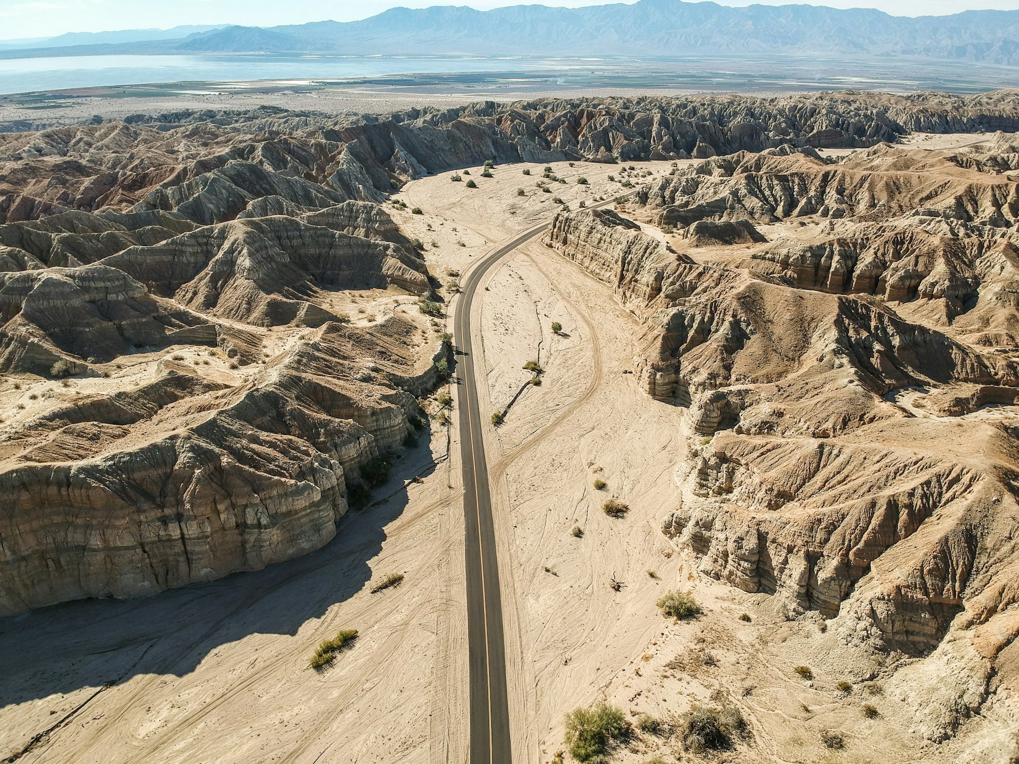 Aerial view of California desert community